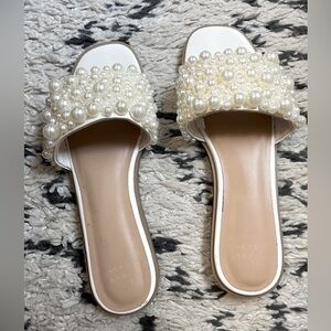 Like new, Gently used pearl slide sandals